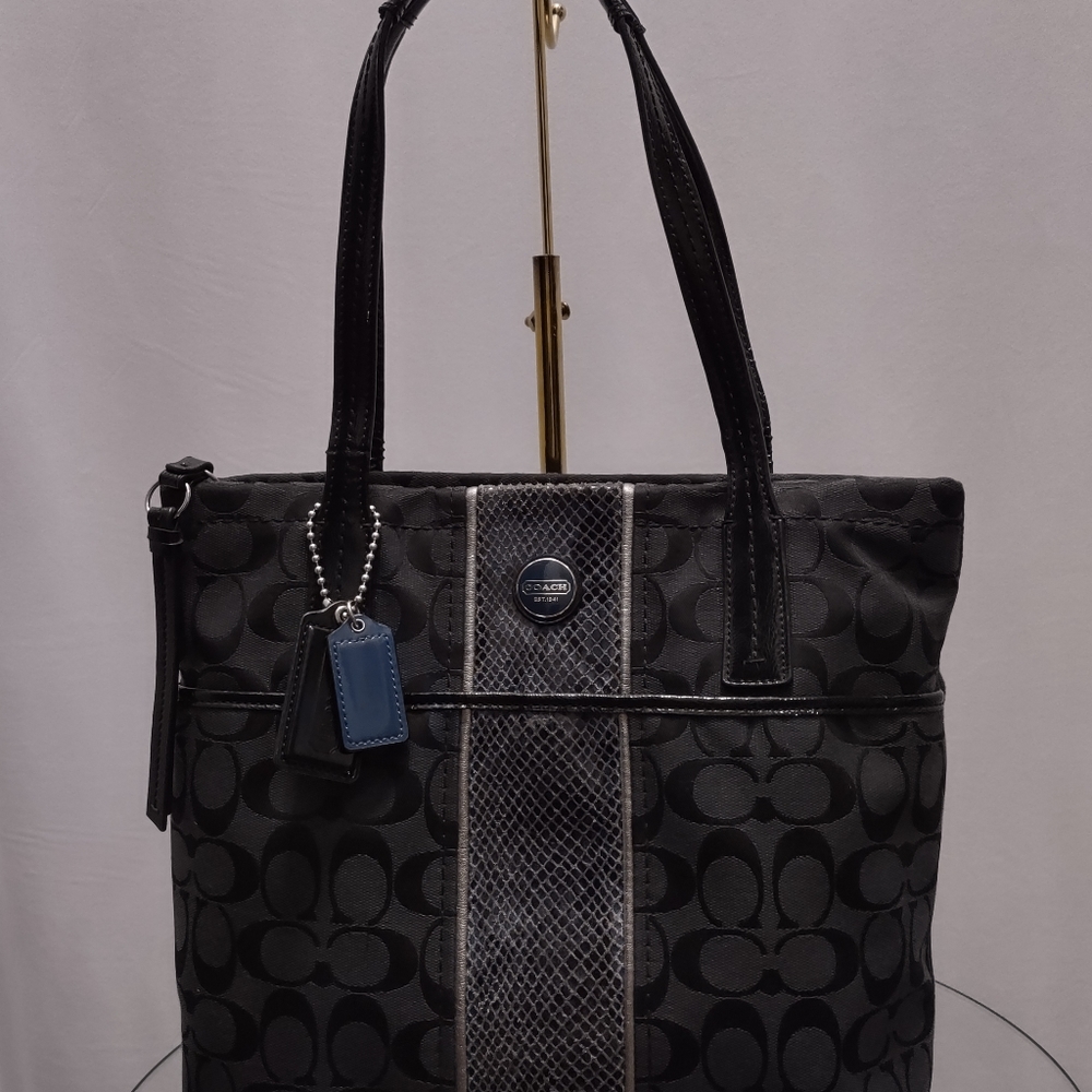 Coach Signature Python Stripe Tote - image 1
